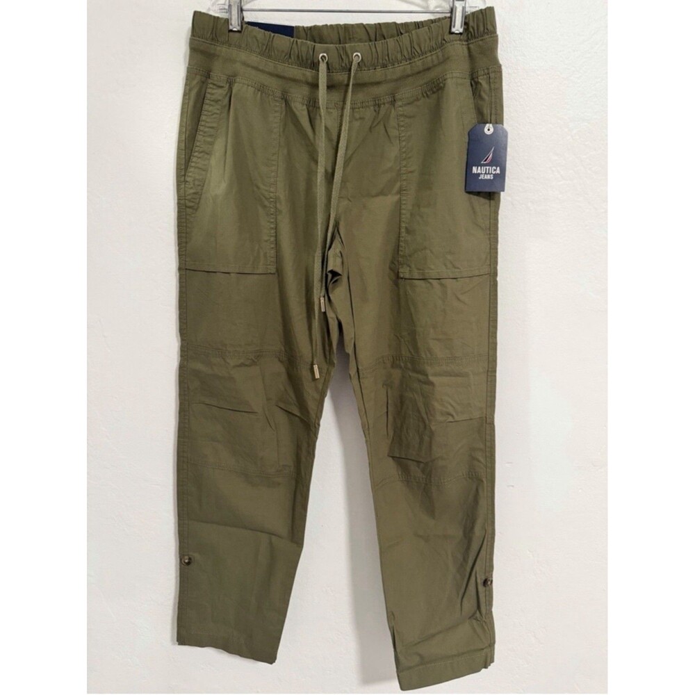 NWT Nautica Jeans Caspian Cargo Pants Olive Green Relaxed Straight Leg Size S